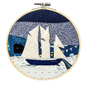 Sailboat Stitched Hoop Art (various designs) By The Yellow