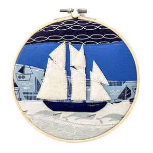 Sailboat Stitched Hoop Art (various designs) By The Yellow