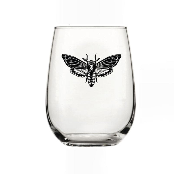 SALE - Black Moth Stemless Wine Glass By Counter Couture