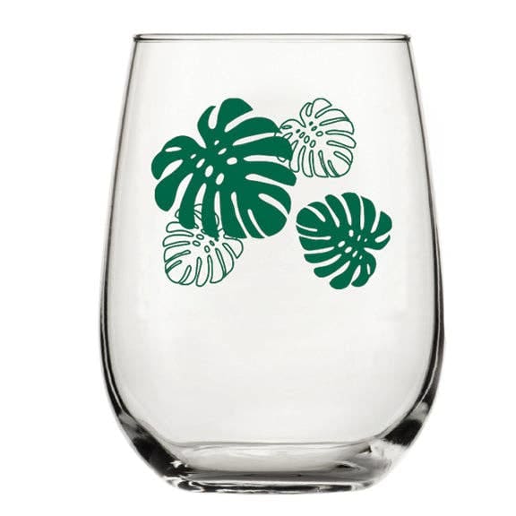 SALE - Monstera Stemless Wine Glass By Counter Couture