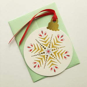 Snowflake Ornament Foil Flat Notecard By Kiss The Paper