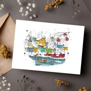 Santa in Lunenburg Card By Downtown Sketcher