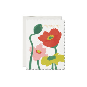 Scalloped Poppy Thank You Card By Red Cap Cards