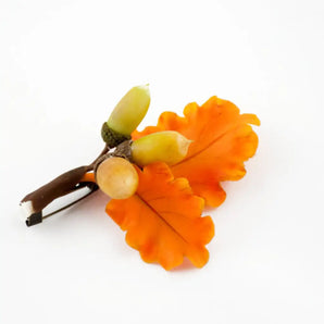 Sculpted Acorn & Oak Leaf Brooch By Yuliia Khovbosha