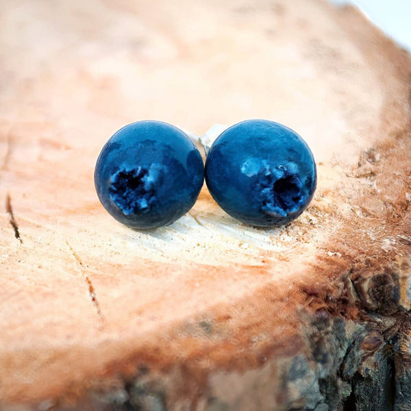 Sculpted Blueberry Stud Earrings By Yuliia Khovbosha