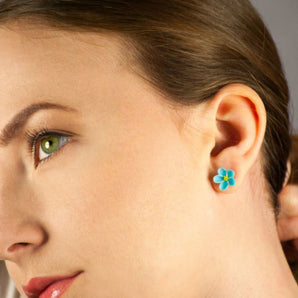 Sculpted Forget - Me - Not Stud Earrings By Yuliia Khovbosha