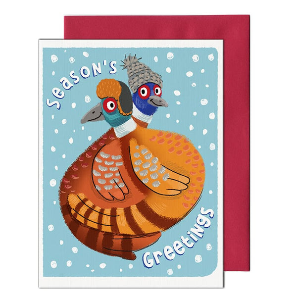 Season’s Greetings Pheasants Card By Pencil Empire