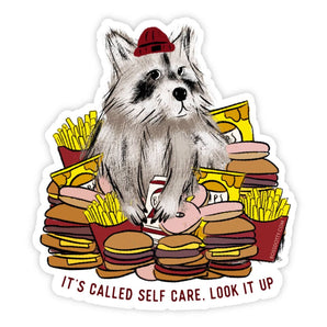 Self Care Raccoon Sticker By Boss Dotty Paper