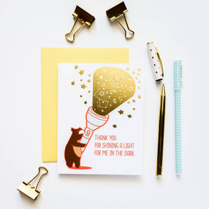 Shining A Light Thanks Foil Card By I Loot Paperie