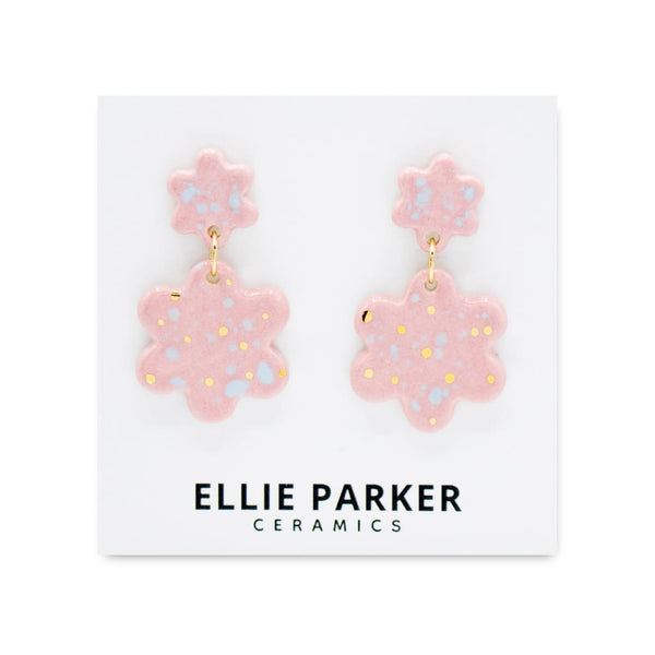 Short Flower Dangle Ceramic Studs (various colours) By Ellie