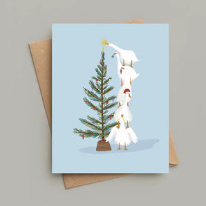 Silly Geese Christmas Tree Card By Bygone Art Project