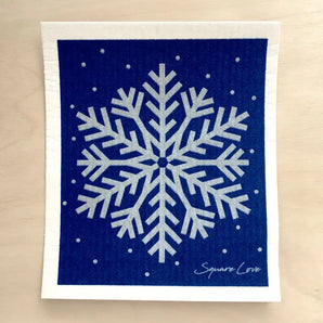 Silver Snowflake Swedish Dishcloth By Square Love