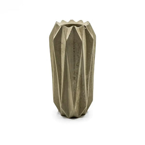 Small Faceted Cylinder Concrete Vase By CG Watercolors &