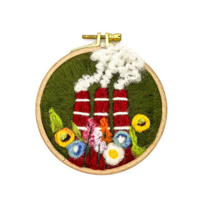 Small Felted Hoop - Smokestacks & Wildflowers By Magic