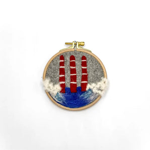 Small Felted Hoop - Smokestacks With Waves By Magic of Wool