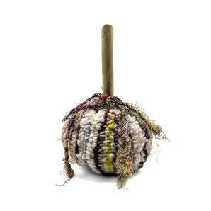 Small Purple/White Rug Hooked Pumpkin By Lucille Evans Rugs