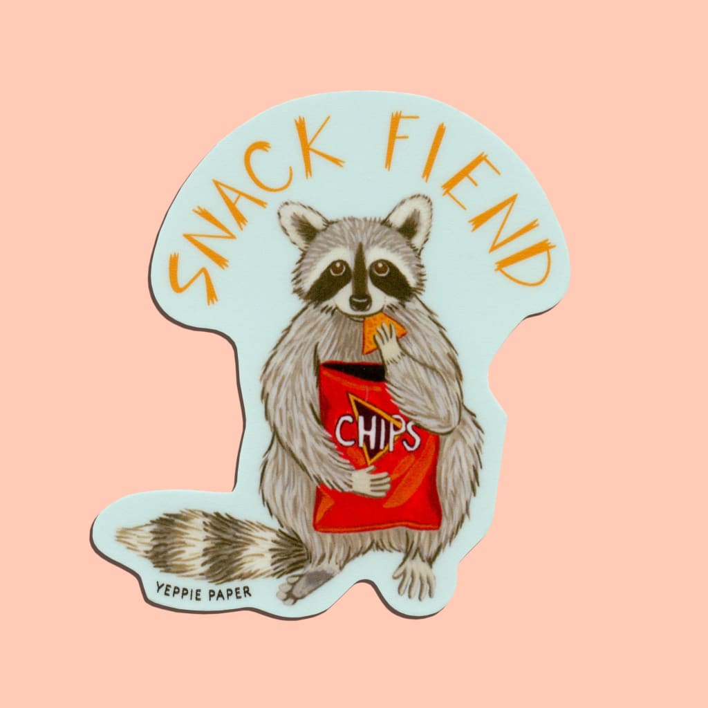 Snack Fiend Raccoon Sticker By Yeppie Paper