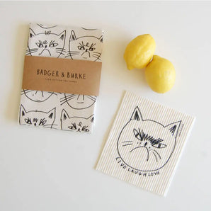 Snitty Kitty Live Laugh Love Swedish Dish Cloth By Badger &