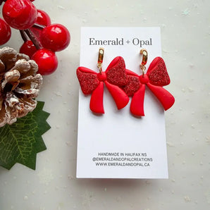 Sparkle Bow Dangle Earrings (various colours) By Emerald