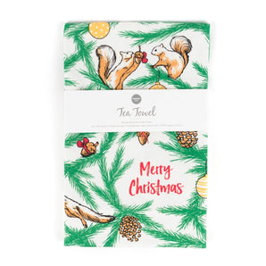 Squirrels Holiday Tea Towel By Porchlight Press