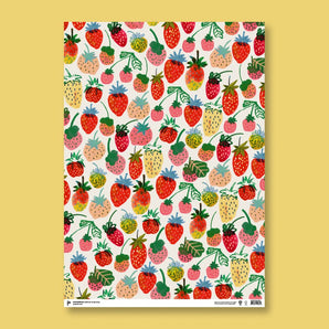 Strawberries Gift Wrap Sheet By Paperole
