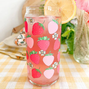 Strawberry 20oz Can Glass By Hart and Flora Shop