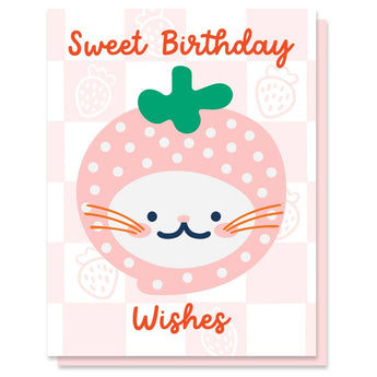 Strawberry Cat Birthday Card By Paper Parasol Press