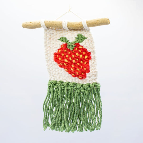Strawberry Mini Woven Wall Hanging By The Gentle Coast