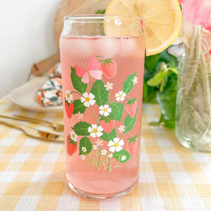 Strawberry Patch 20oz Can Glass By Hart and Flora Shop