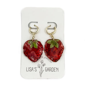 Strawberry Resin Hoop Earrings By Lisa’s Garden