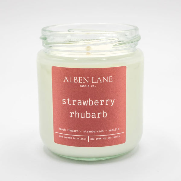 Strawberry Rhubarb 8oz Soy Candle By Alben Lane