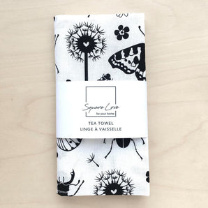 Summer Insects Linen-Cotton Tea Towel By Square Love