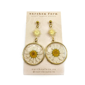 Sun Daisy Dangle Resin Earrings By Earthen Fern