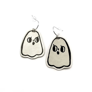 Surprised Ghost Outline Earrings By Printedmel