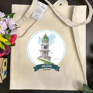 Tall Tote Bag - Halifax Clock Tower By Downtown Sketcher