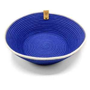 Tall Woven Rope Bowl - Cobalt w/ White Trim By Warm Wooly &