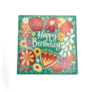 Teal Playful Florals Birthday Card By Anne Ormerod