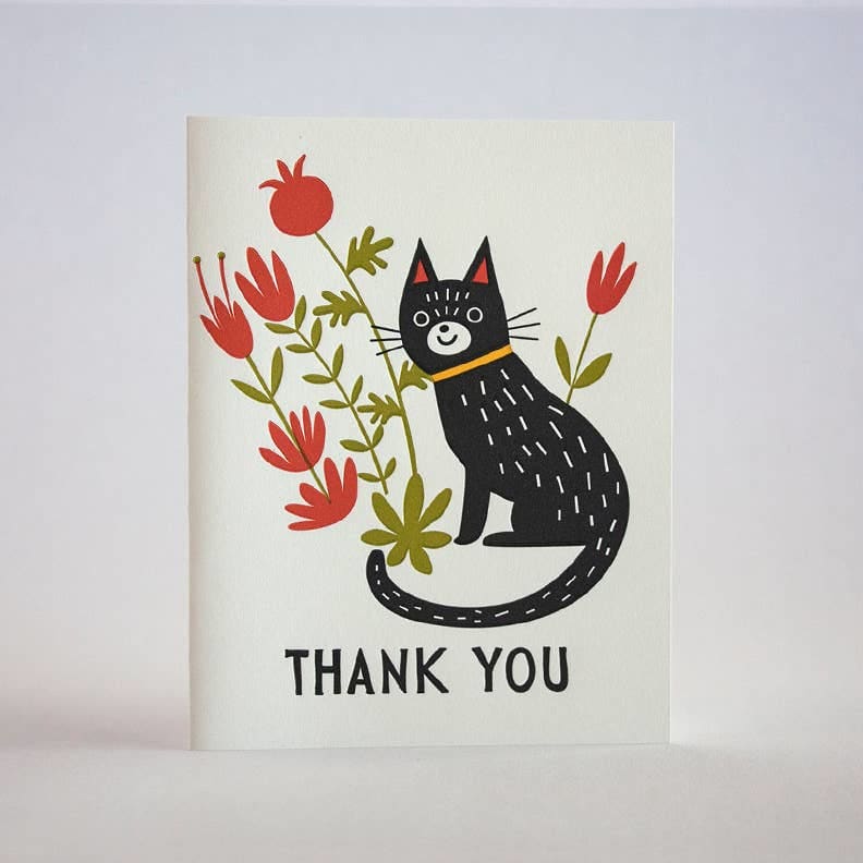 Thank You Flower Cat Card By Fugu Press