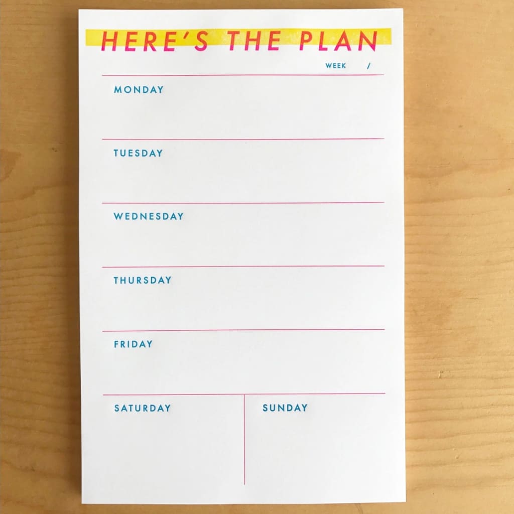 The Plan Weekly Notepad By M.C. Pressure