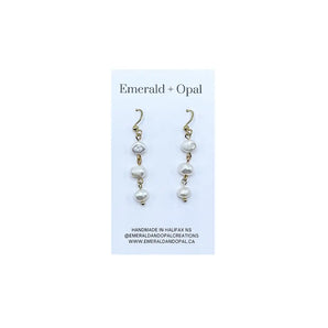 Three Pearl Drop Earrings By Emerald and Opal