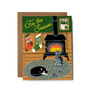 Tis the Season Cozy Cats Card By Kat Frick Miller Art