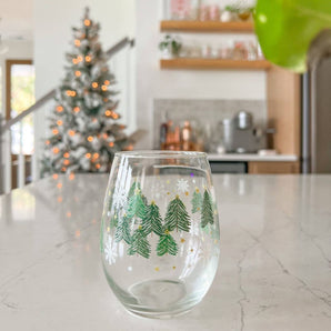 Trees & Snowflakes Wine Glass By Hart and Flora