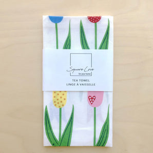 Tulips Linen-Cotton Tea Towel By Square Love