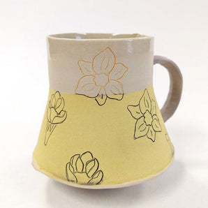 Two Tone Daffodil and Crocus Mug By Builder Burner Ceramics