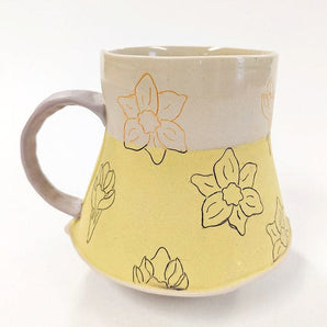 Two Tone Daffodil and Crocus Mug By Builder Burner Ceramics