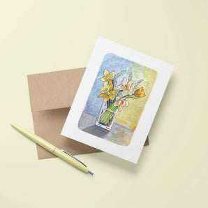 Vase of Daffodils Card By Bryanna Chapeskie