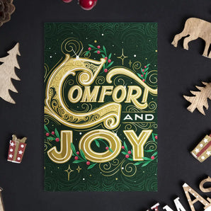 Vintage Comfort & Joy Holly Berries Card By To From Gift Co.