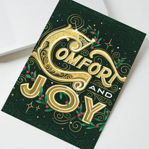 Vintage Comfort & Joy Holly Berries Card By To From Gift Co.