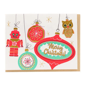 Vintage Holiday Ornaments Foil Card By Porchlight Press