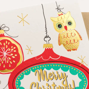 Vintage Holiday Ornaments Foil Card By Porchlight Press